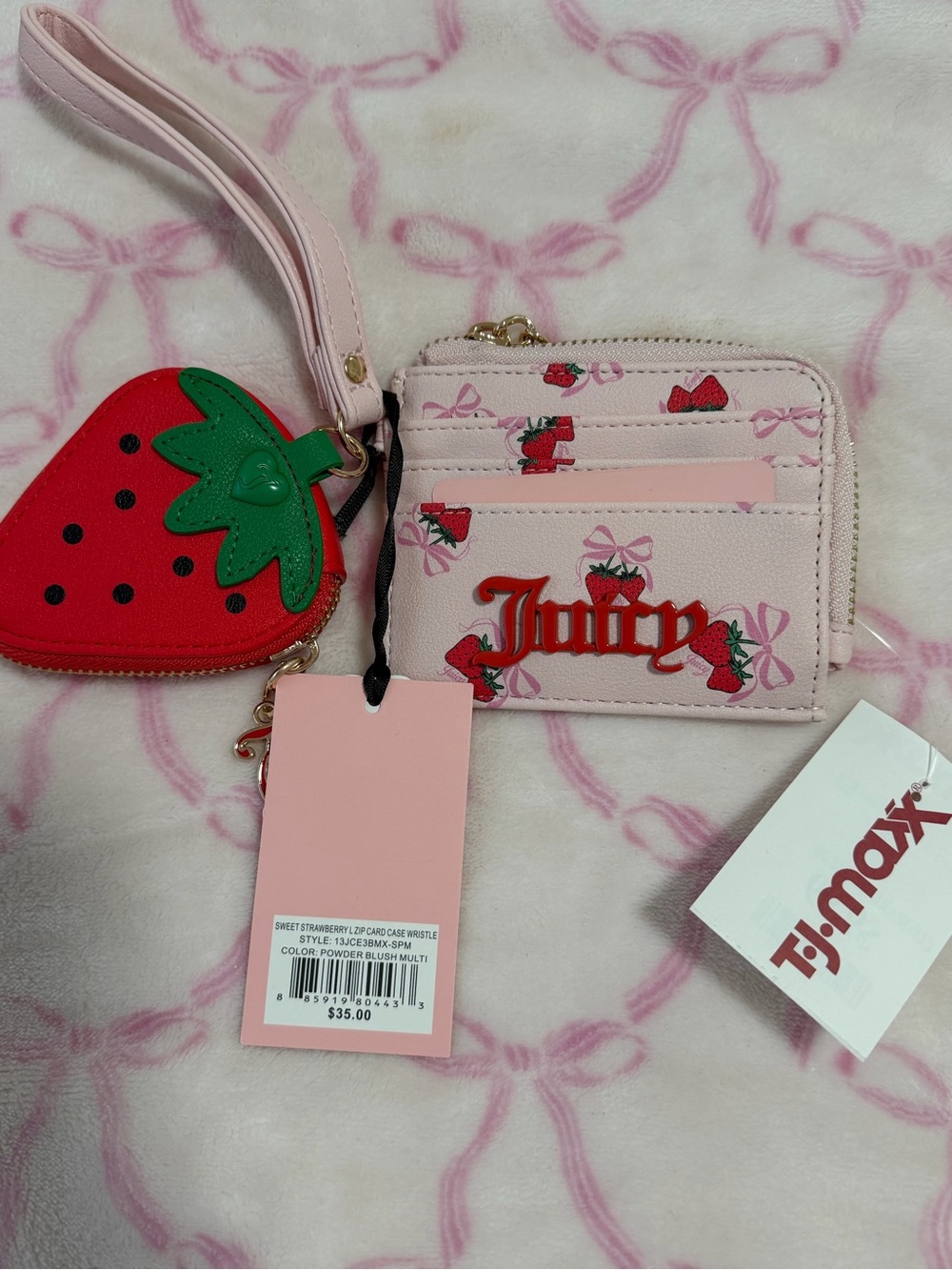 Juicy Couture Powder Blush Multi Strawberry Card Case Wristlet